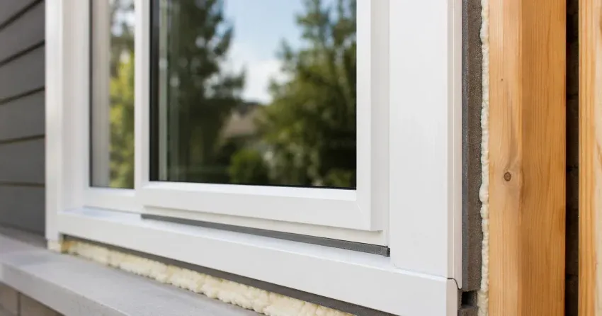 technician installing fiberglass window frame in Georgina home