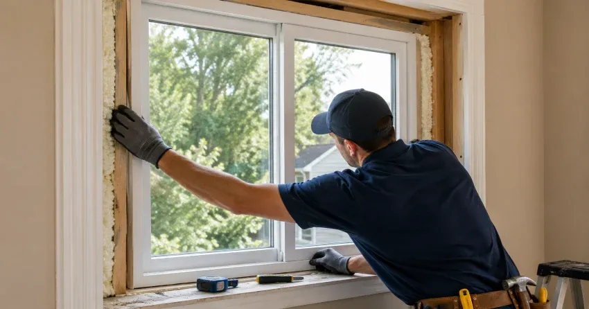 close-up of Low-E glass coating on an insulated window Sutton, Georgina