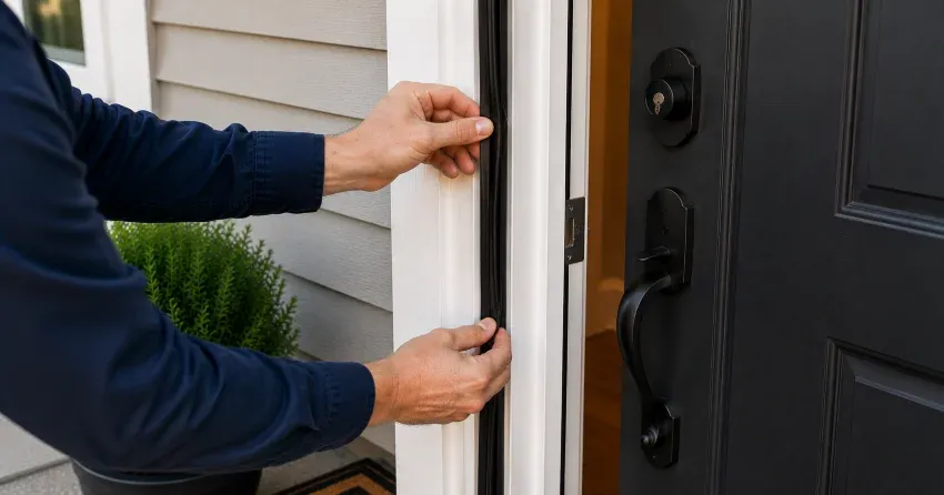 technician performing light test on door seal in Duclos Point, Georgina