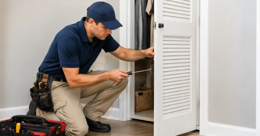 technician repairing doorbell button and wiring in Georgina