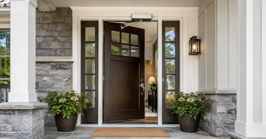 residential automatic door opener installed on exterior entry door in Ravenshoe, Georgina