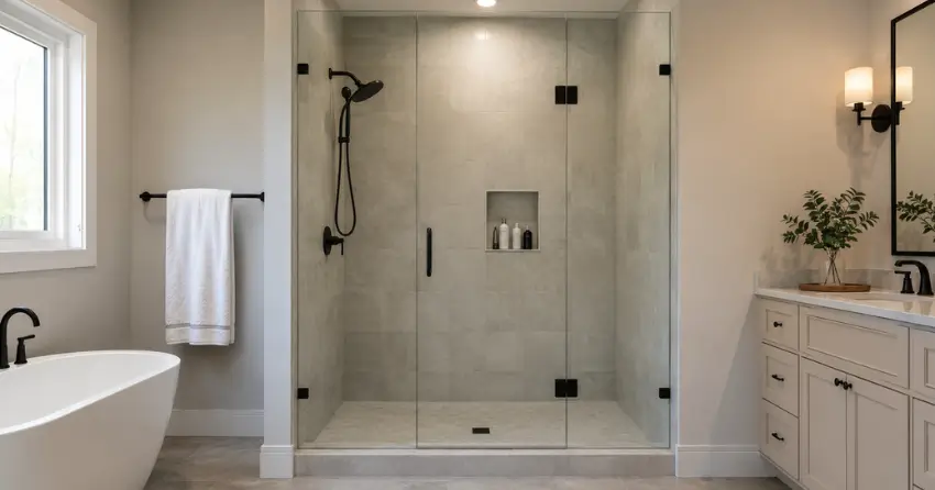 new frameless glass shower door installed in Ravenshoe, Georgina