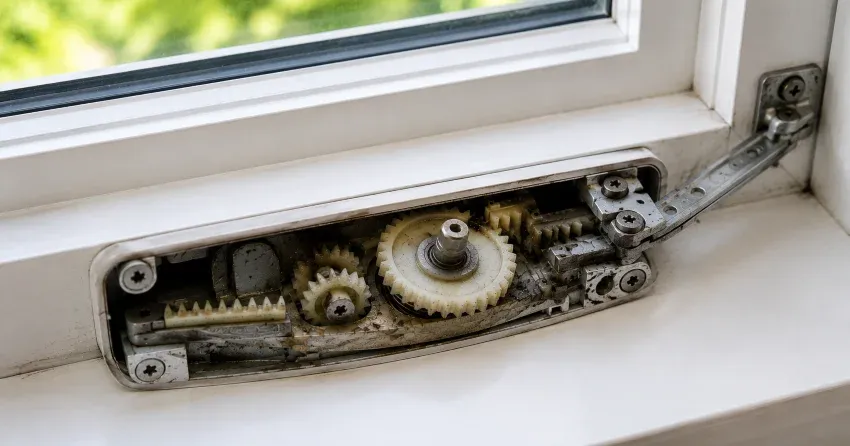 technician replacing casement window crank operator in Jersey, Georgina home