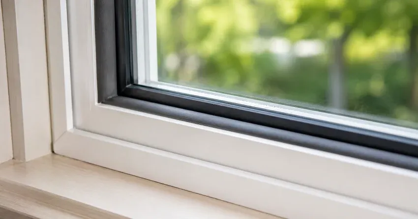 technician inspecting window weatherstripping for drafty window repair Jersey, Georgina